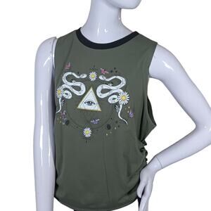 NOBO Graphic Tank Top Size XXL Junior Sides Ruched Green